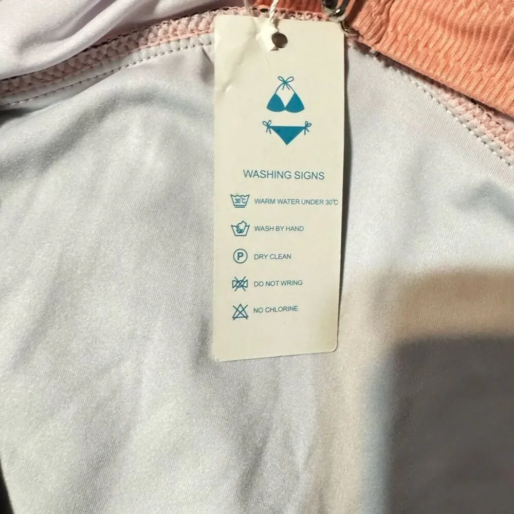 Beachsissi Swim One piece bathing suit peach black Women Large New Resort wear - Picture 7 of 13